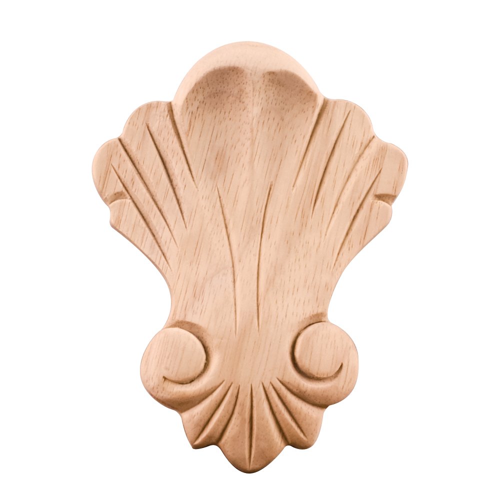 Hardware Resources PAPL-08RW 3-1/4" W x 5/16" D x 4-3/8" H Rubberwood Pressed Shell Appliqué