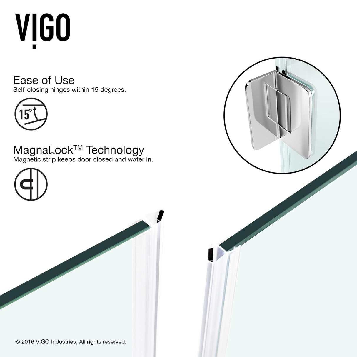 VIGO VG6062CHCL36WS 36.13" -36.13"W -76.75"H Frameless Hinged Neo-angle Shower Enclosure with Clear 0.38" Tempered Glass Stainless Steel Hardware in Chrome Finish with Reversible Handle and Base