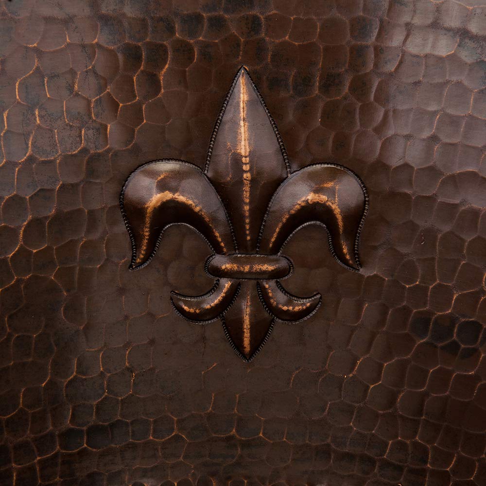 Premier Copper Products BR16FDB3 16-Inch Universal Round Copper with Fleur De Lis Sink and 3.5-Inch Drain Size, Oil Rubbed Bronze