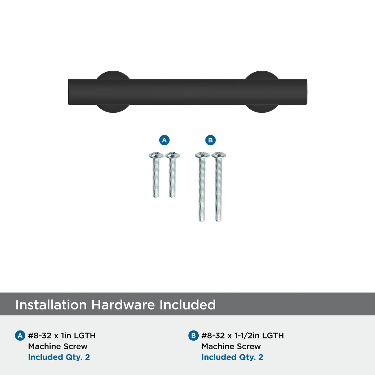 Amerock Corp BP37103MB Everett Pull, 3 in (76 mm) Center-to-Center, Matte Black