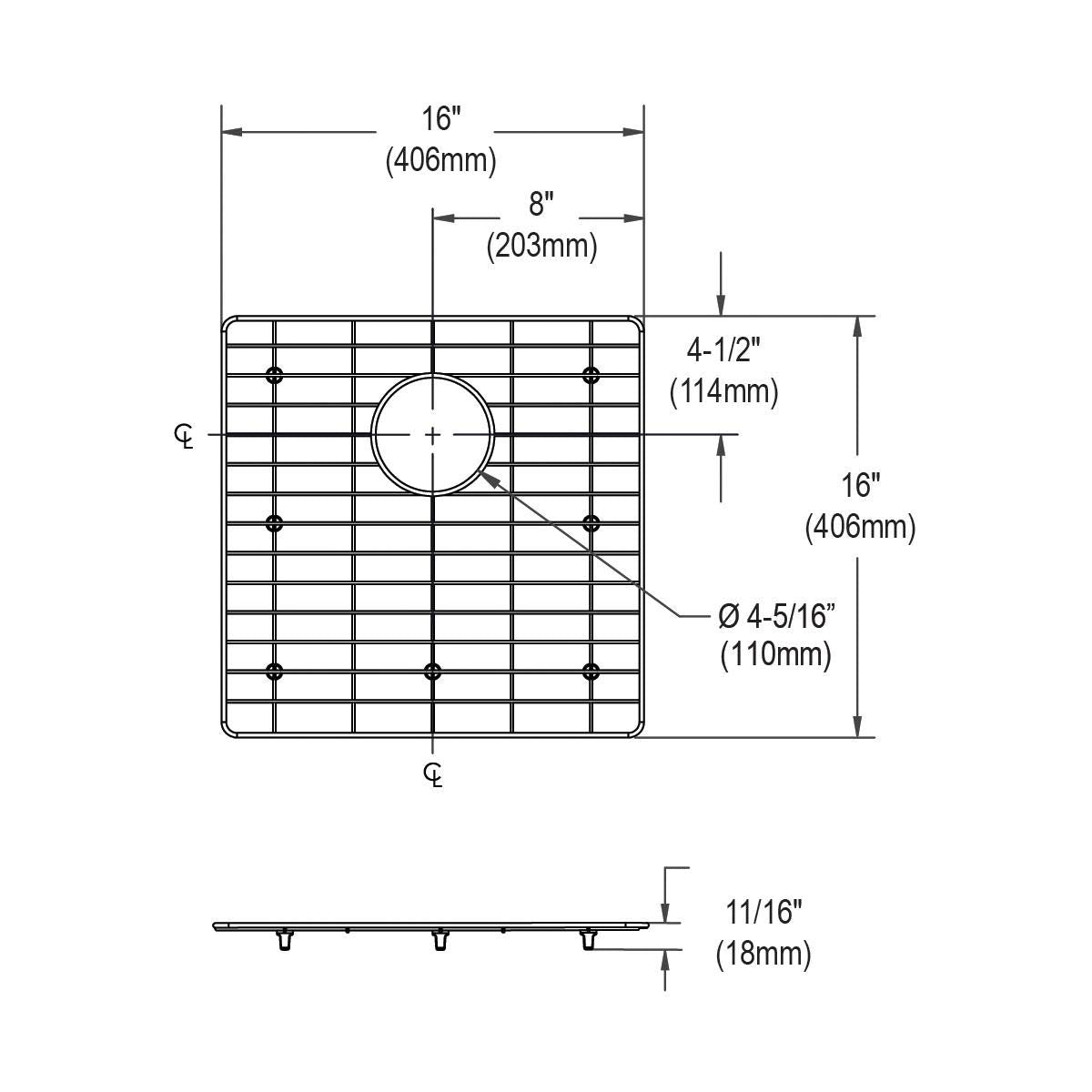 Elkay GFOBG1717SS Stainless Steel Bottom Grid