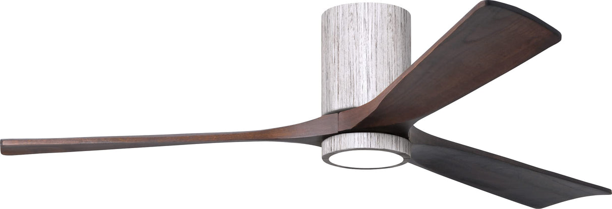 Matthews Fan IR3HLK-BW-WA-60 Irene-3HLK three-blade flush mount paddle fan in Barn Wood finish with 60” solid walnut tone blades and integrated LED light kit.