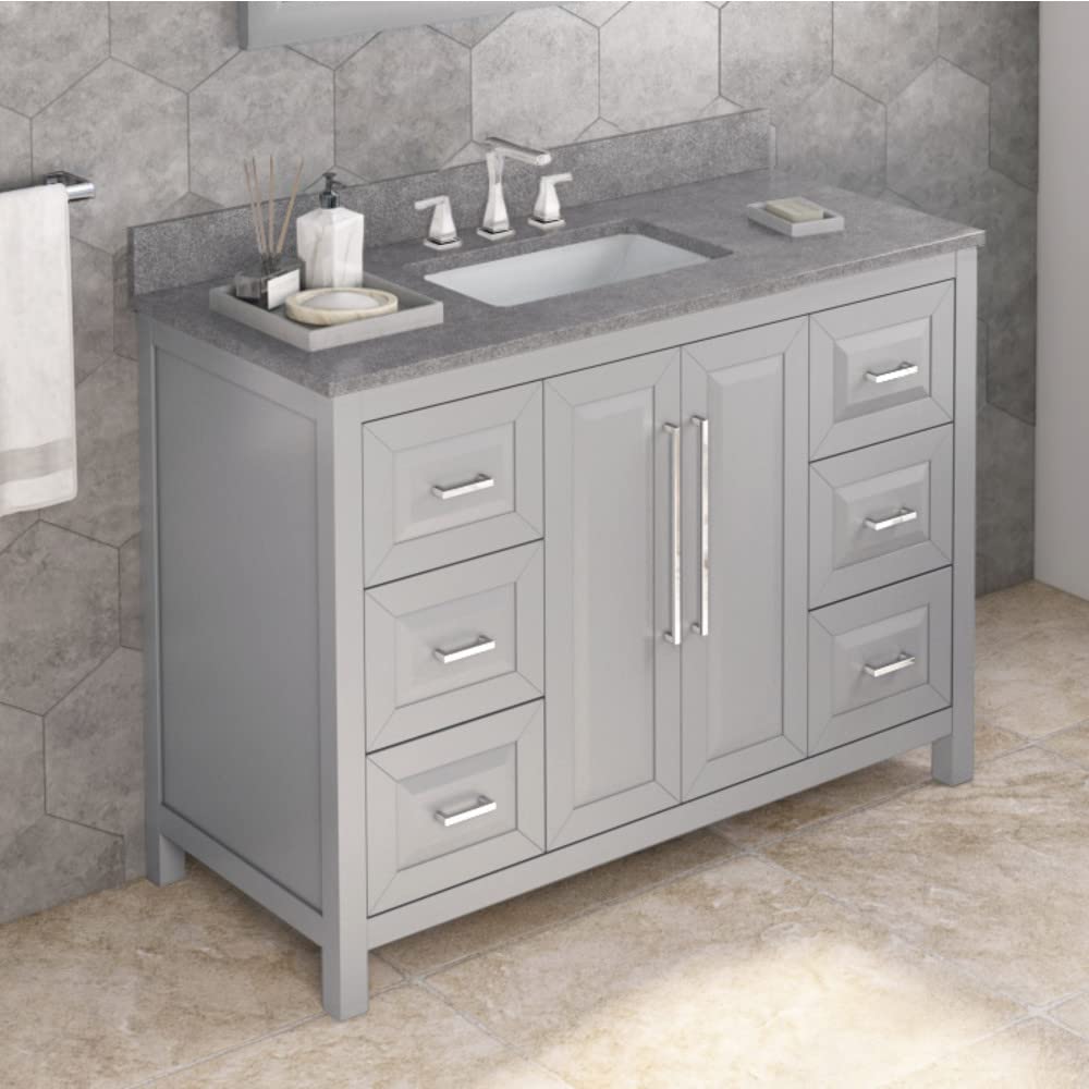 Jeffrey Alexander VKITCAD48GRSGR 48" Grey Cade Vanity, Steel Grey Cultured Marble Vanity Top, undermount rectangle bowl