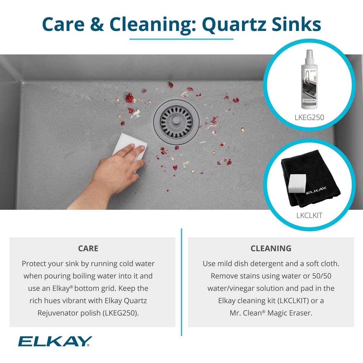 Elkay Quartz Classic ELGHU3322RMC0 Mocha Offset 60/40 Double Bowl Undermount Sink with Aqua Divide