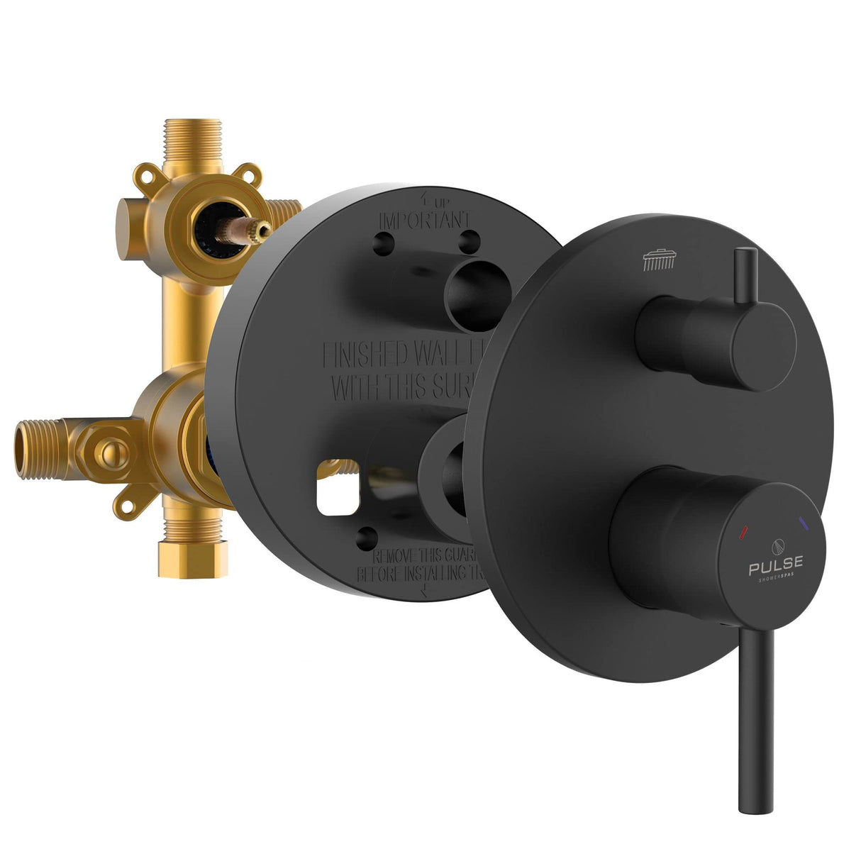 PULSE ShowerSpas 3005-RIVD-MB Two Way Tru-Temp Pressure Balance 1/2" Rough-In Valve with Matte Black Trim Kit