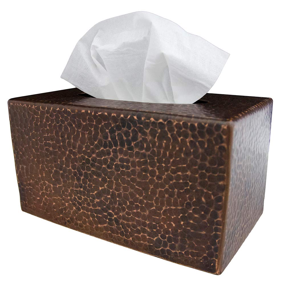 Premier Copper Products TBCLDB Large Hammered Copper Tissue Box Cover - Brown