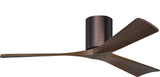 Matthews Fan IR3H-BB-WA-52 Irene-3H three-blade flush mount paddle fan in Brushed Bronze finish with 52” solid walnut tone blades. 