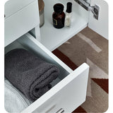 Fresca FCB6136WH-VSL-L-CWH-V Fresca Lucera 36" White Wall Hung Modern Bathroom Cabinet w/ Top & Vessel Sink - Left Version