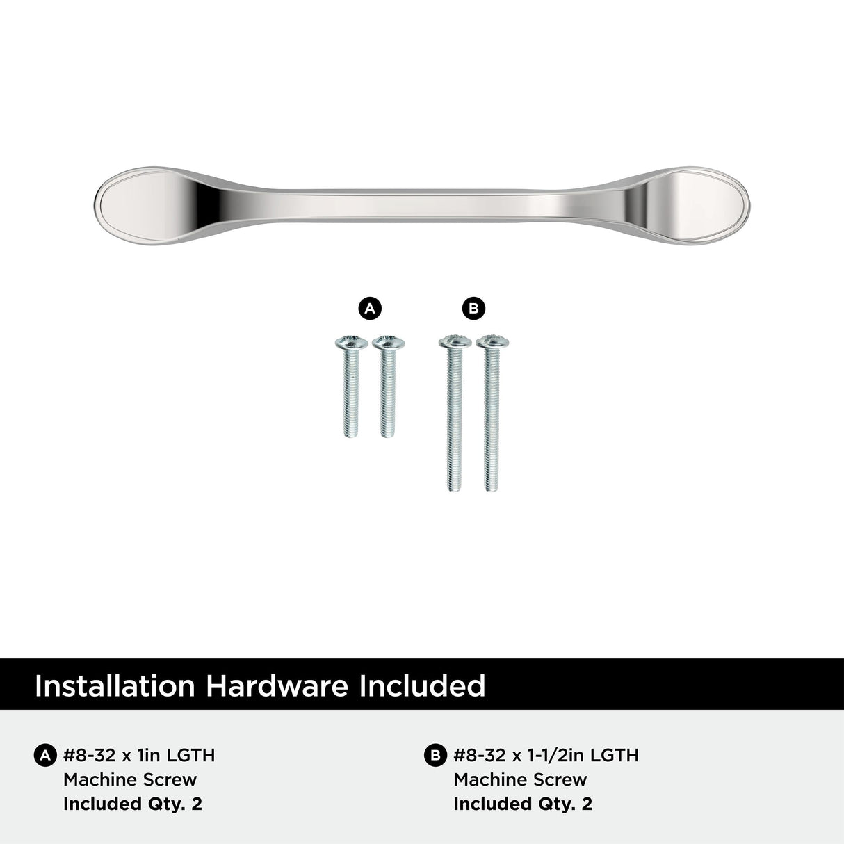Amerock BP2193626 Polished Chrome Cabinet Pull 3-3/4 inch (96mm) Center-to-Center Cabinet Hardware Ravino Furniture Hardware Drawer Pull