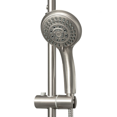 PULSE ShowerSpas 1028-BN Lanikai Shower System with 8" Rain Showerhead, 3 Dual-Function Body Spray Jets, 5-Function Hand Shower, Brushed Nickel, 2.5 GPM