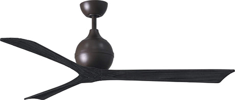 Matthews Fan IR3-TB-BK-60 Irene-3 three-blade paddle fan in Textured Bronze finish with 60" solid matte black wood blades.