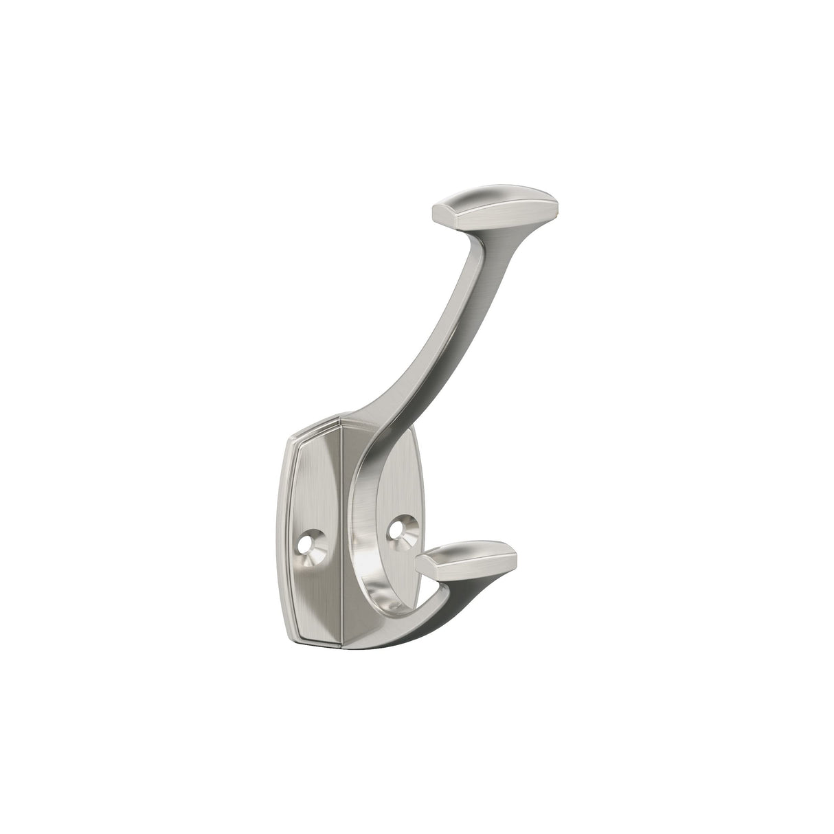 Amerock H37001G10 Vicinity Double Prong Decorative Wall Hook Satin Nickel Hook for Coats, Hats, Backpacks, Bags Hooks for Bathroom, Bedroom, Closet, Entryway, Laundry Room, Office