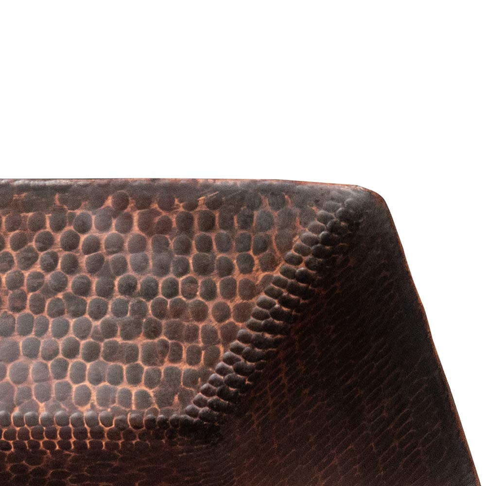 Premier Copper Products PVSQ14DB 14-Inch Square Hand Forged Old World Copper Vessel Sink