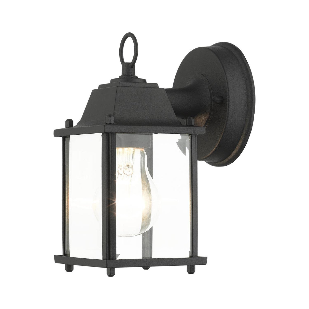 Livex Lighting 7506-14 Frontenac Traditional 1-Light Outdoor Wall Lantern with Clear Beveled Glass Shades, 8" x 4.75" x 8", Black