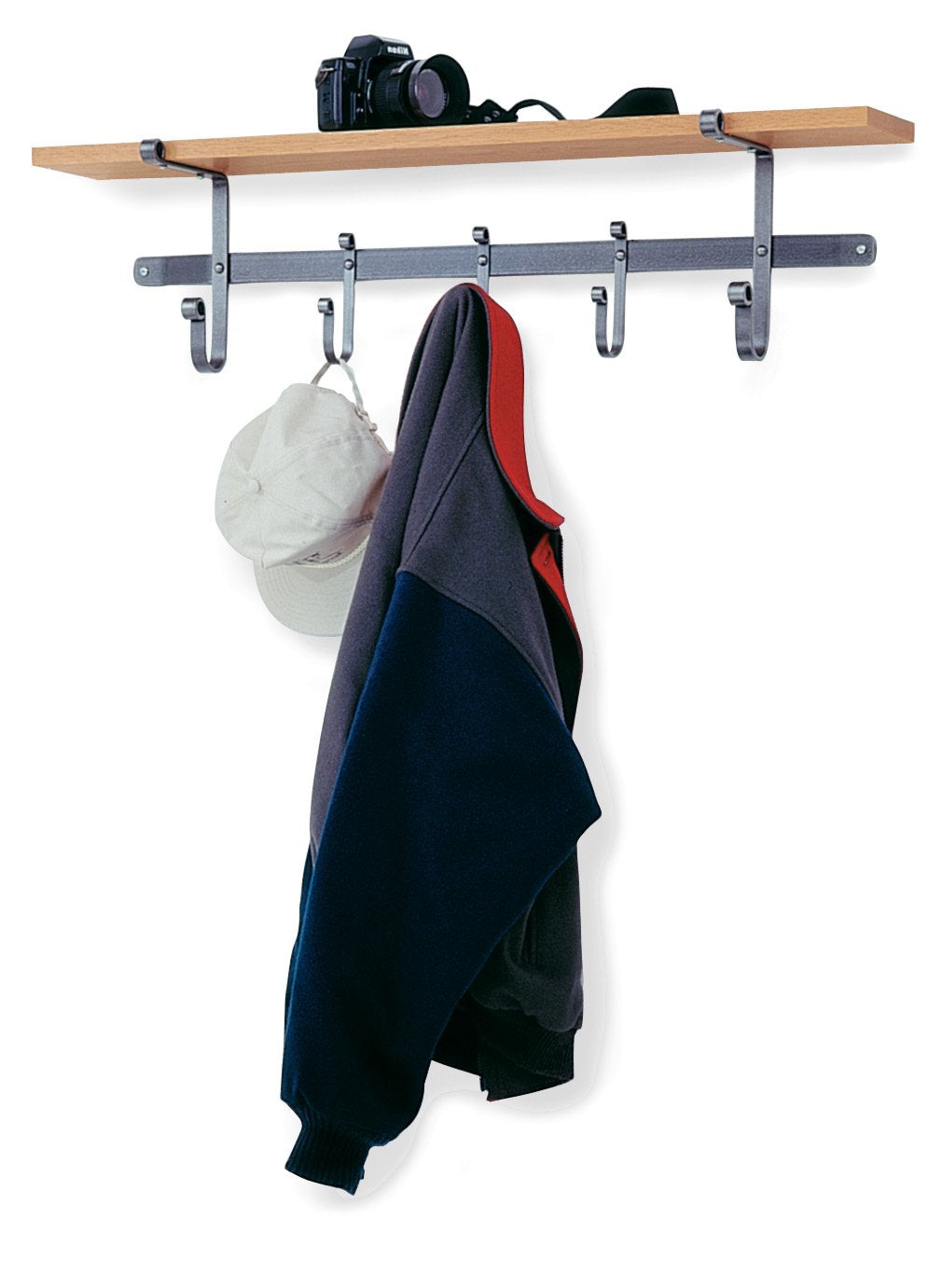 Enclume SCR5 HS 36" Coat Rack w/ 5 Hooks & Solid HardWood Shelf HS
