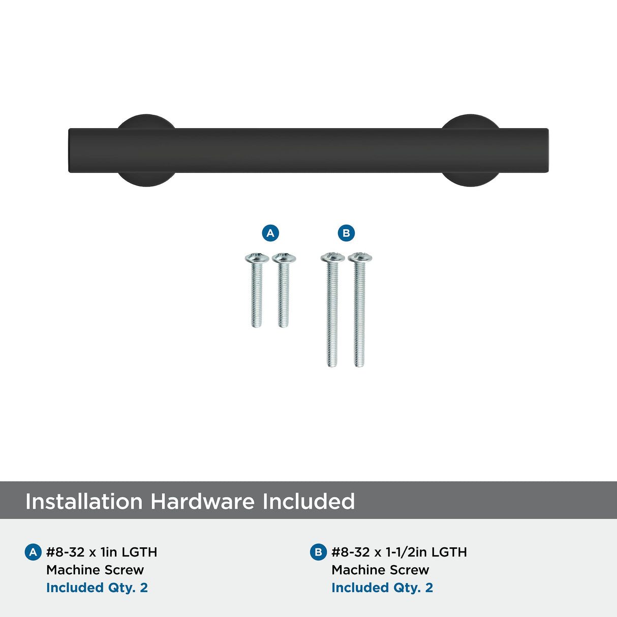 Amerock Corp BP37104MB Everett Pull, 3-3/4 in (96 mm) Center-to-Center, Matte Black