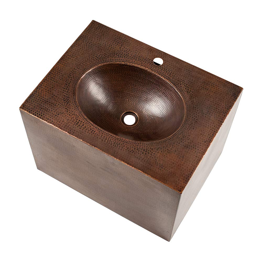 Premier Copper Products VADB24181 24-Inch Hand Hammered Wall Mount Copper Vanity, Oil Rubbed Bronze