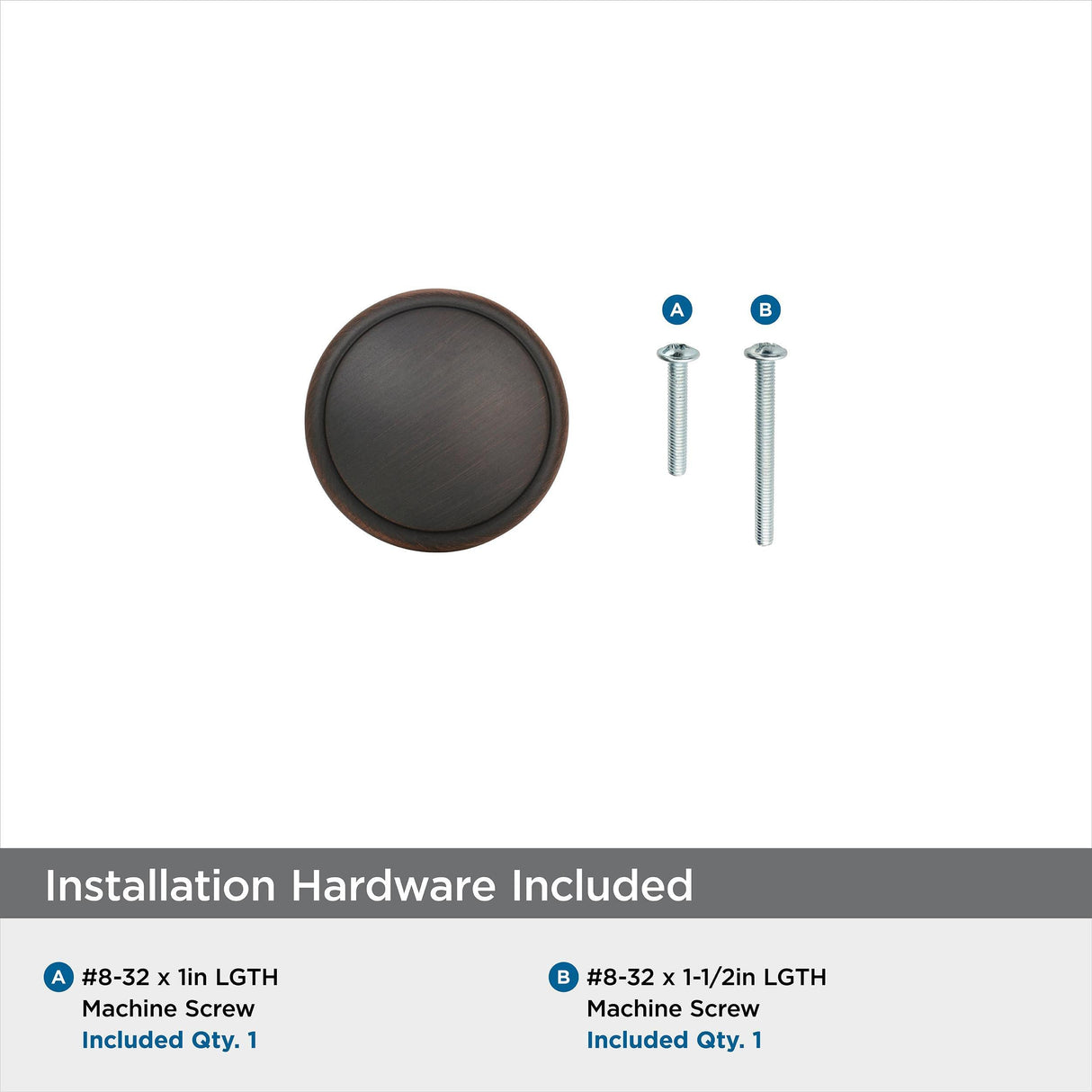 Amerock Cabinet Knob Oil Rubbed Bronze 1-1/4 inch (32 mm) Diameter Ravino 1 Pack Drawer Knob Cabinet Hardware