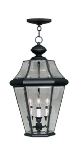 Livex Lighting 2365-04 Georgetown 3-Light Outdoor Hanging Lantern, Black