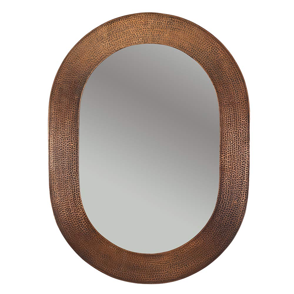 Premier Copper Products MFO3526 35-Inch Hand Hammered Oval Copper Mirror