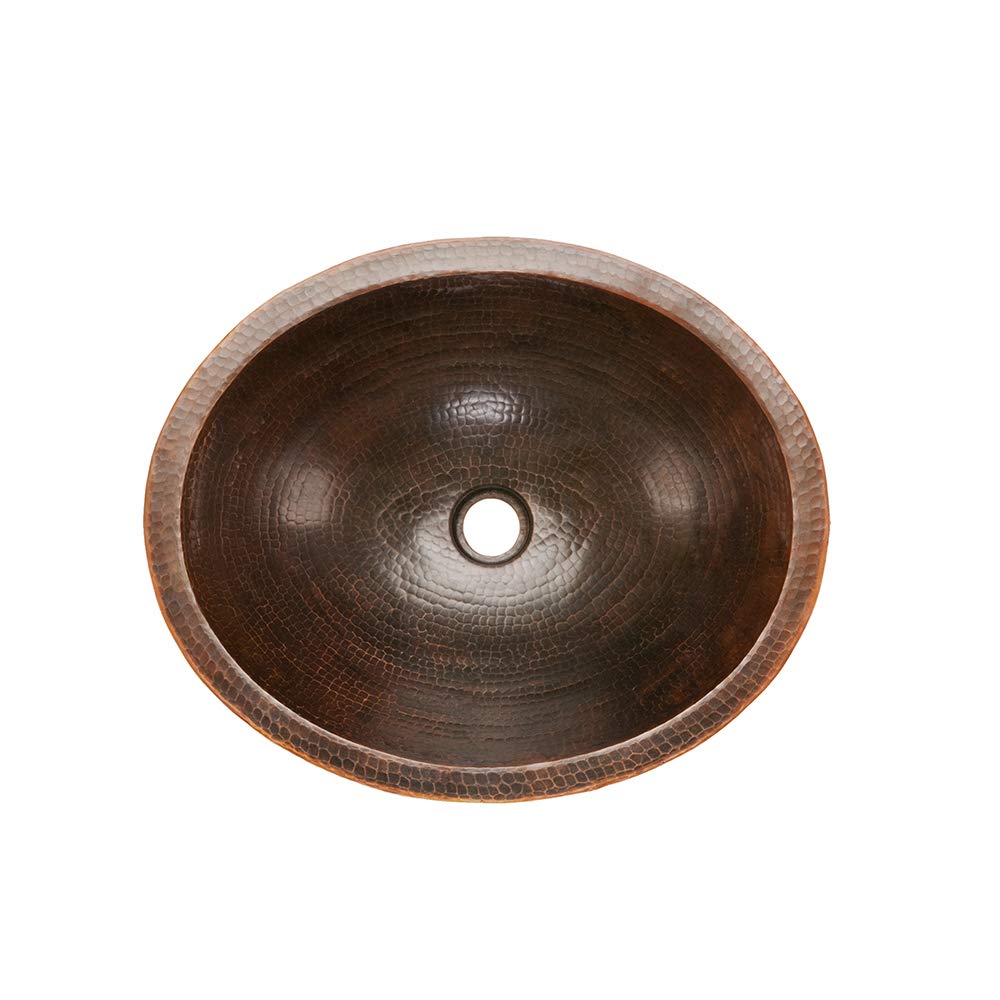 Premier Copper Products VO18SKDB 18" Oval Skirted Vessel Hammered Copper Sink