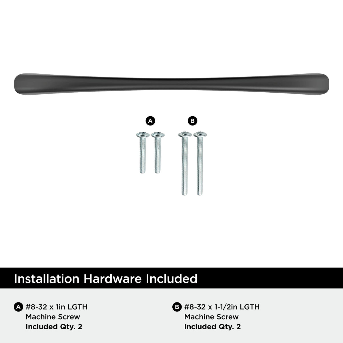 Amerock BP37232FB Matte Black Cabinet Pull 6-5/16 inch (160mm) Center-to-Center Cabinet Hardware Vaile Furniture Hardware Drawer Pull