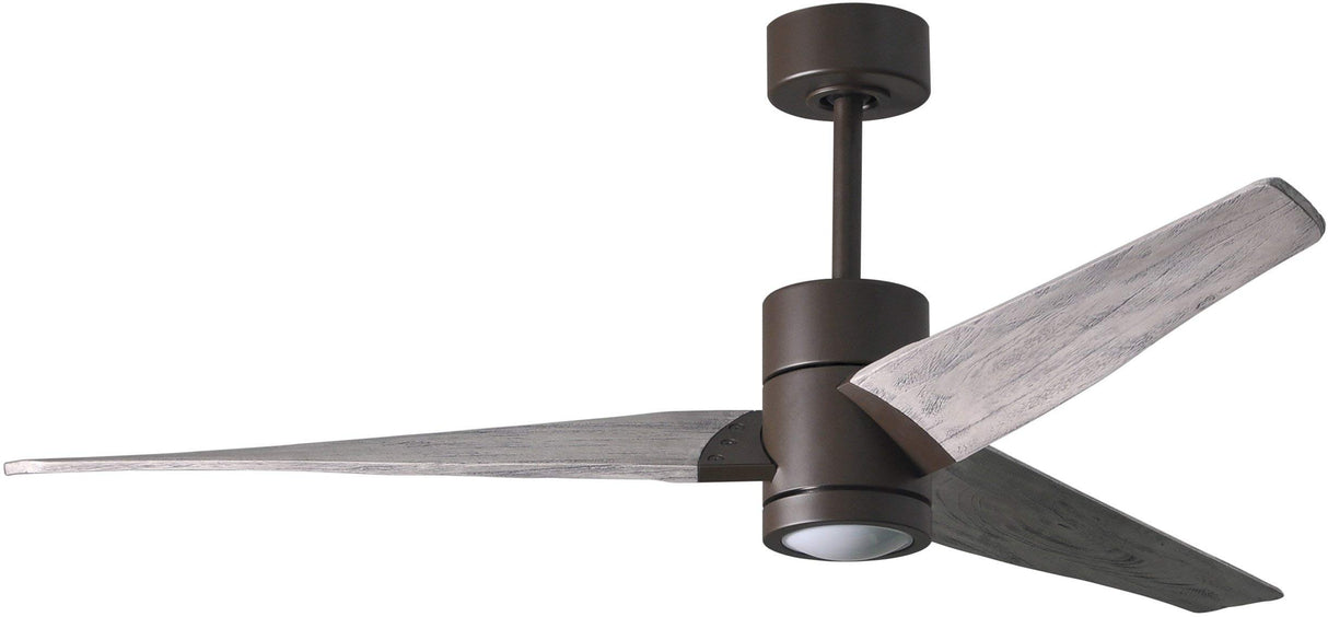 Matthews Fan SJ-TB-WN-60 Super Janet three-blade ceiling fan in Textured Bronze finish with 60” solid walnut tone blades and dimmable LED light kit