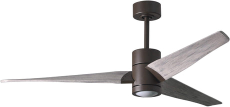 Matthews Fan SJ-TB-WN-60 Super Janet three-blade ceiling fan in Textured Bronze finish with 60” solid walnut tone blades and dimmable LED light kit 