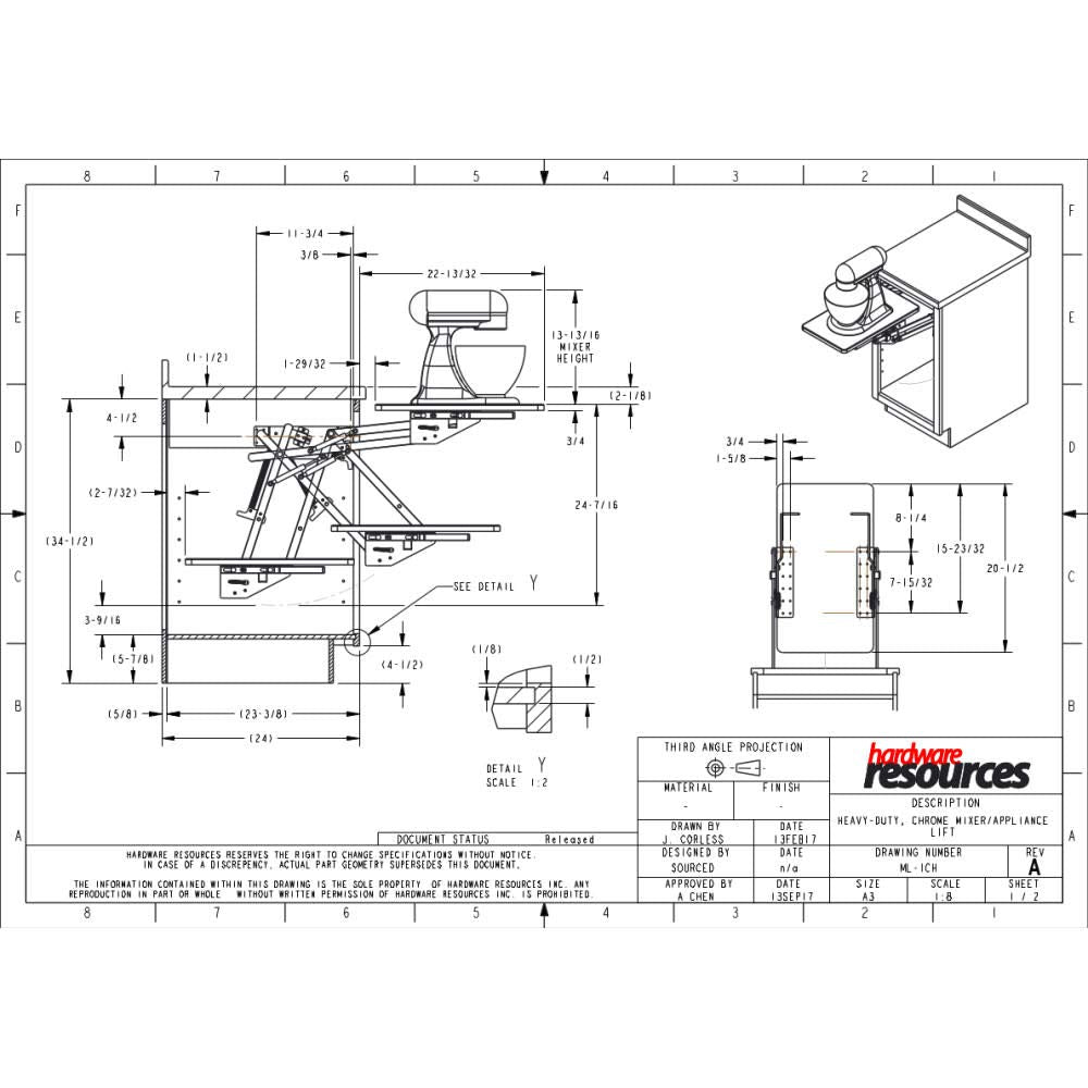 Hardware Resources ML-1CH Soft-close Appliance Lift