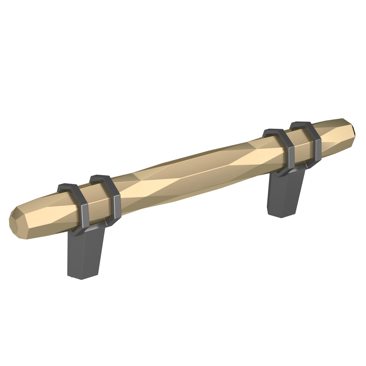 Amerock Cabinet Pull Golden Champagne/Black Chrome 3-3/4 inch (96 mm) Center-to-Center London 1 Pack Drawer Pull Drawer Handle Cabinet Hardware