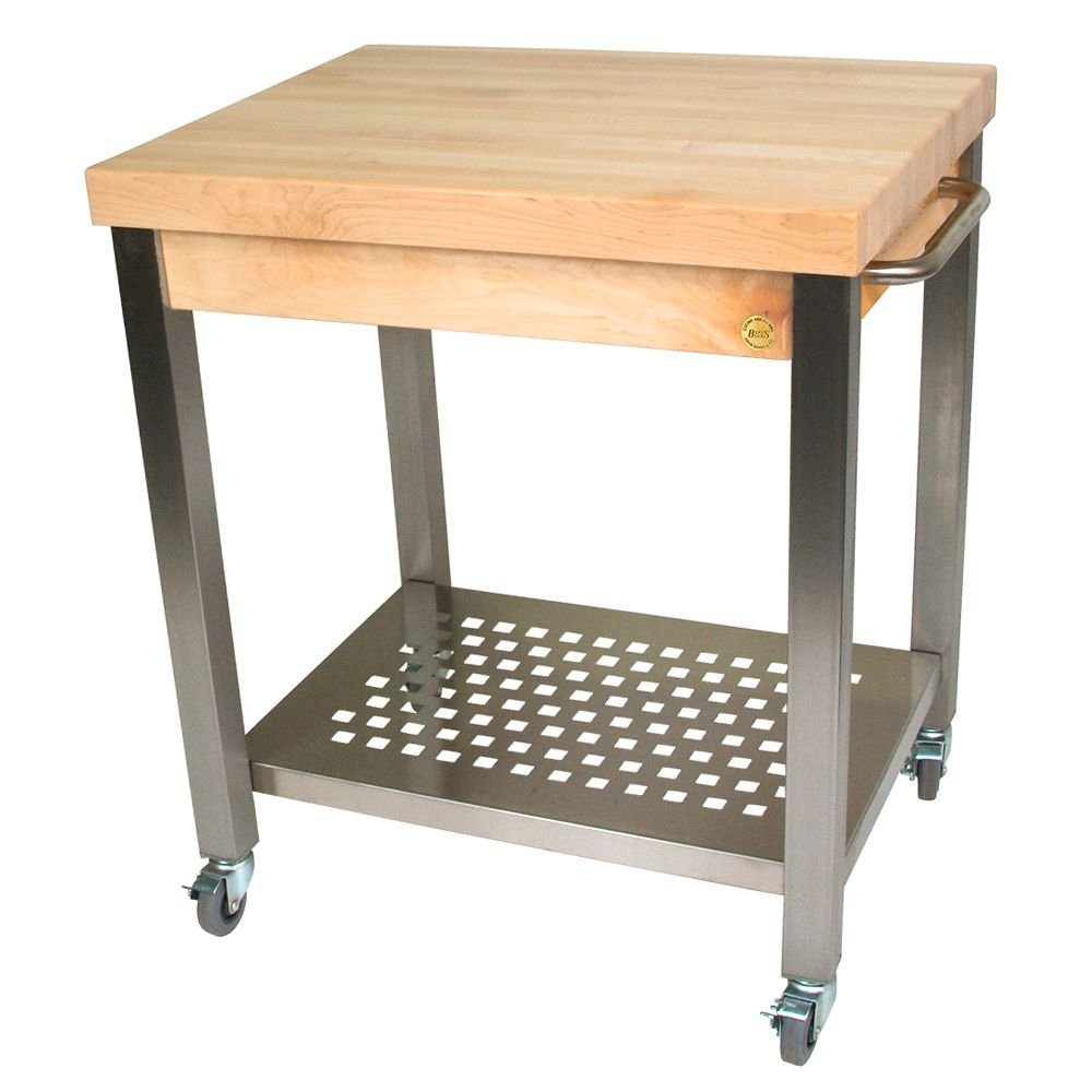 John Boos CUCT34 30" x 24" 2-1/4" Hard Maple Top with Cart