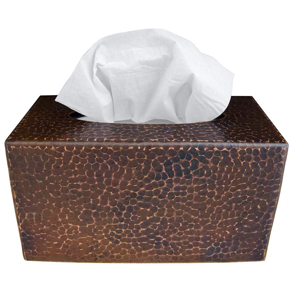 Premier Copper Products TBCLDB Large Hammered Copper Tissue Box Cover - Brown