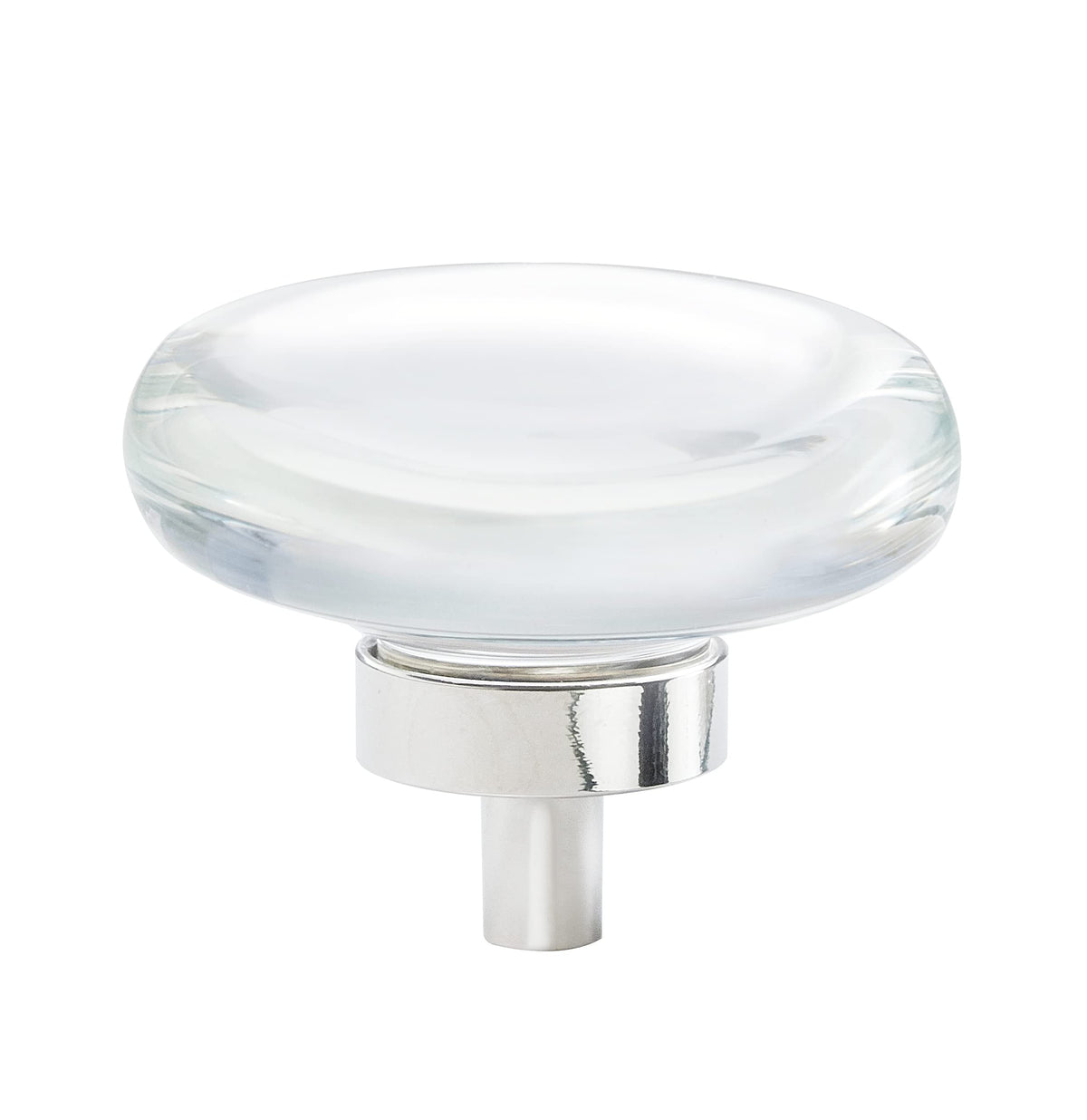 Amerock Cabinet Knob Clear/Polished Nickel 1-3/4 inch (44 mm) Diameter Glacio 1 Pack Drawer Knob Cabinet Hardware