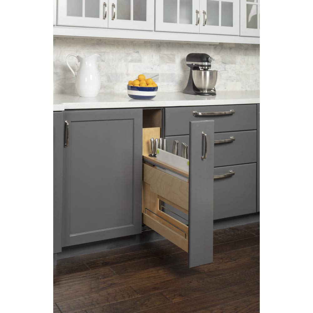 Hardware Resources KBPO-5SC 5" "No Wiggle" Magnetic Knife Organizer Soft-close Pullout