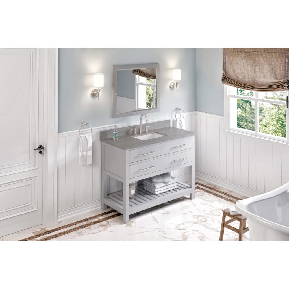 Jeffrey Alexander VKITWAV48GRSGR 48" Grey Wavecrest Vanity, Steel Grey Cultured Marble Vanity Top, undermount rectangle bowl