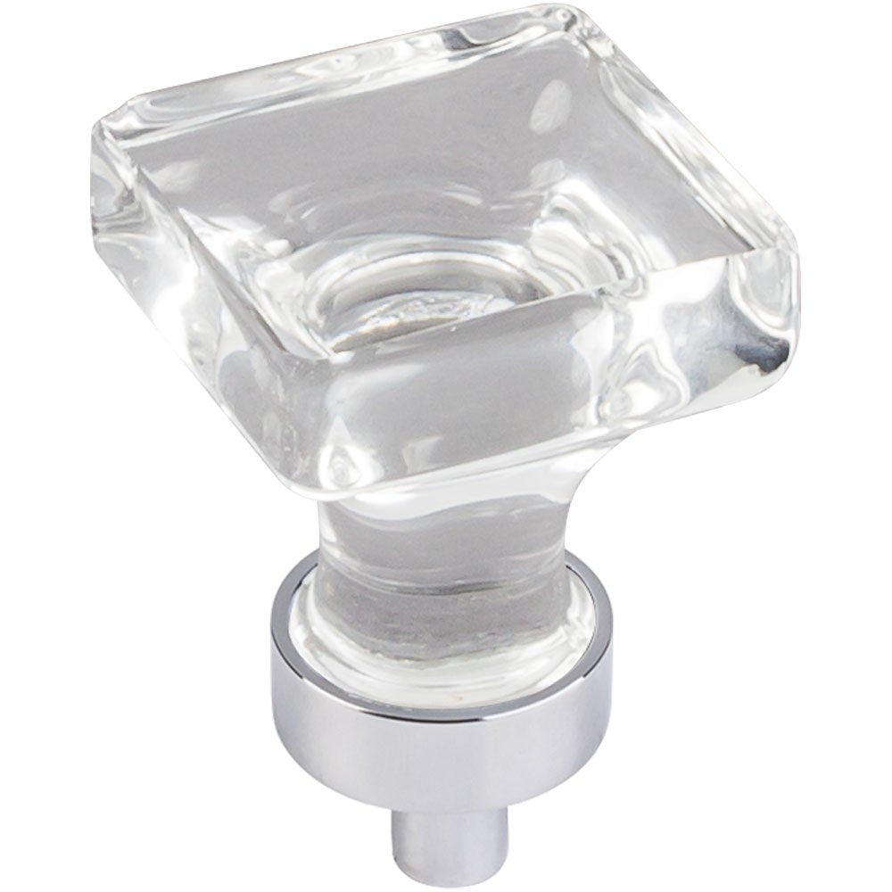 Jeffrey Alexander G140PC 1" Overall Length Polished Chrome Square Glass Harlow Cabinet Knob