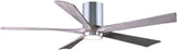 Matthews Fan IR5HLK-CR-BW-60 IR5HLK five-blade flush mount paddle fan in Polished Chrome finish with 60” solid barn wood tone blades and integrated LED light kit.