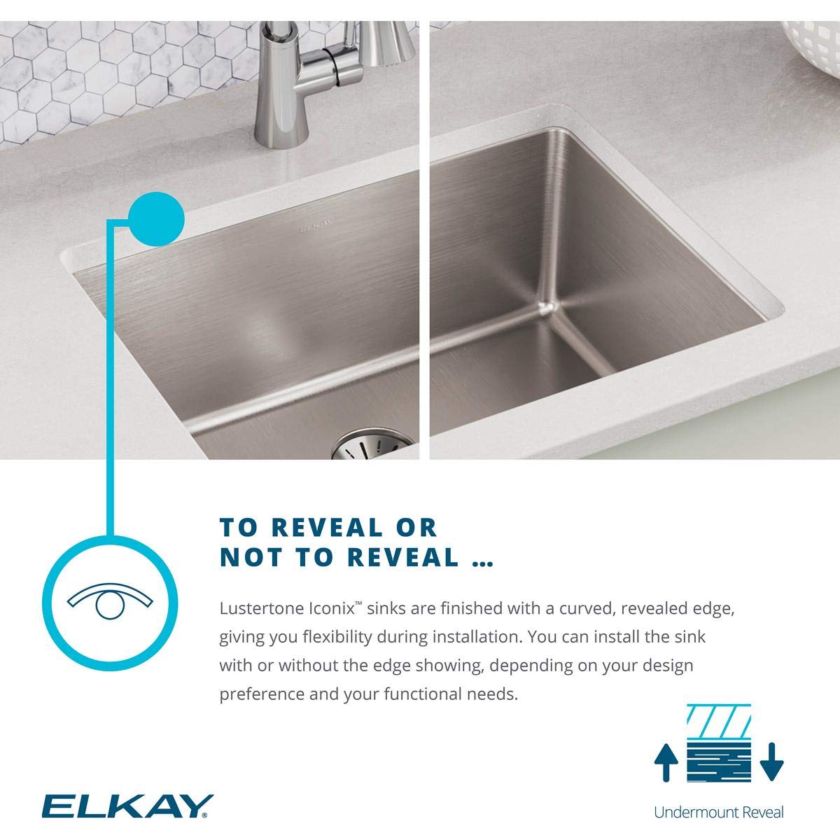 Elkay Lustertone Iconix ETRU13168PD Single Bowl Undermount Stainless Steel Sink with Perfect Drain