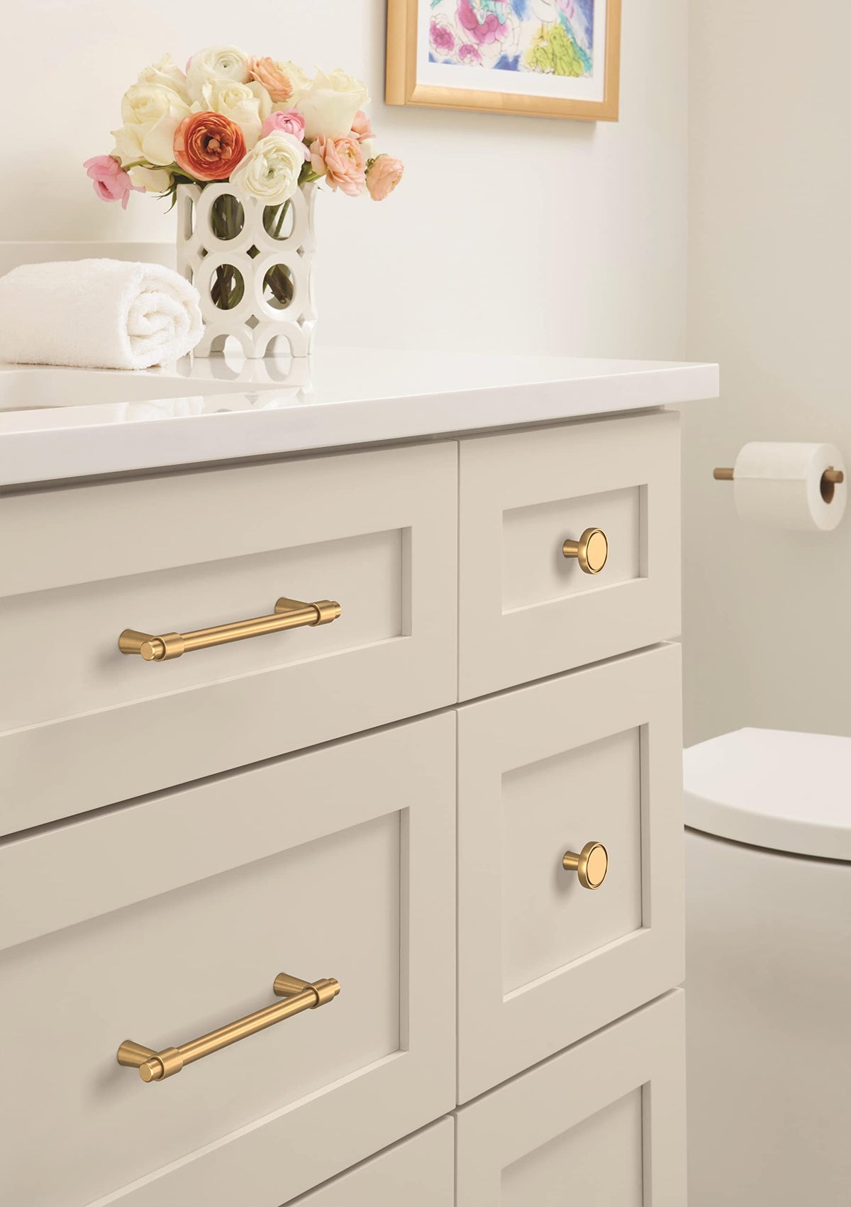 Amerock Cabinet Pull Champagne Bronze 5-1/16 inch (128 mm) Center-to-Center Destine 1 Pack Drawer Pull Cabinet Handle Cabinet Hardware