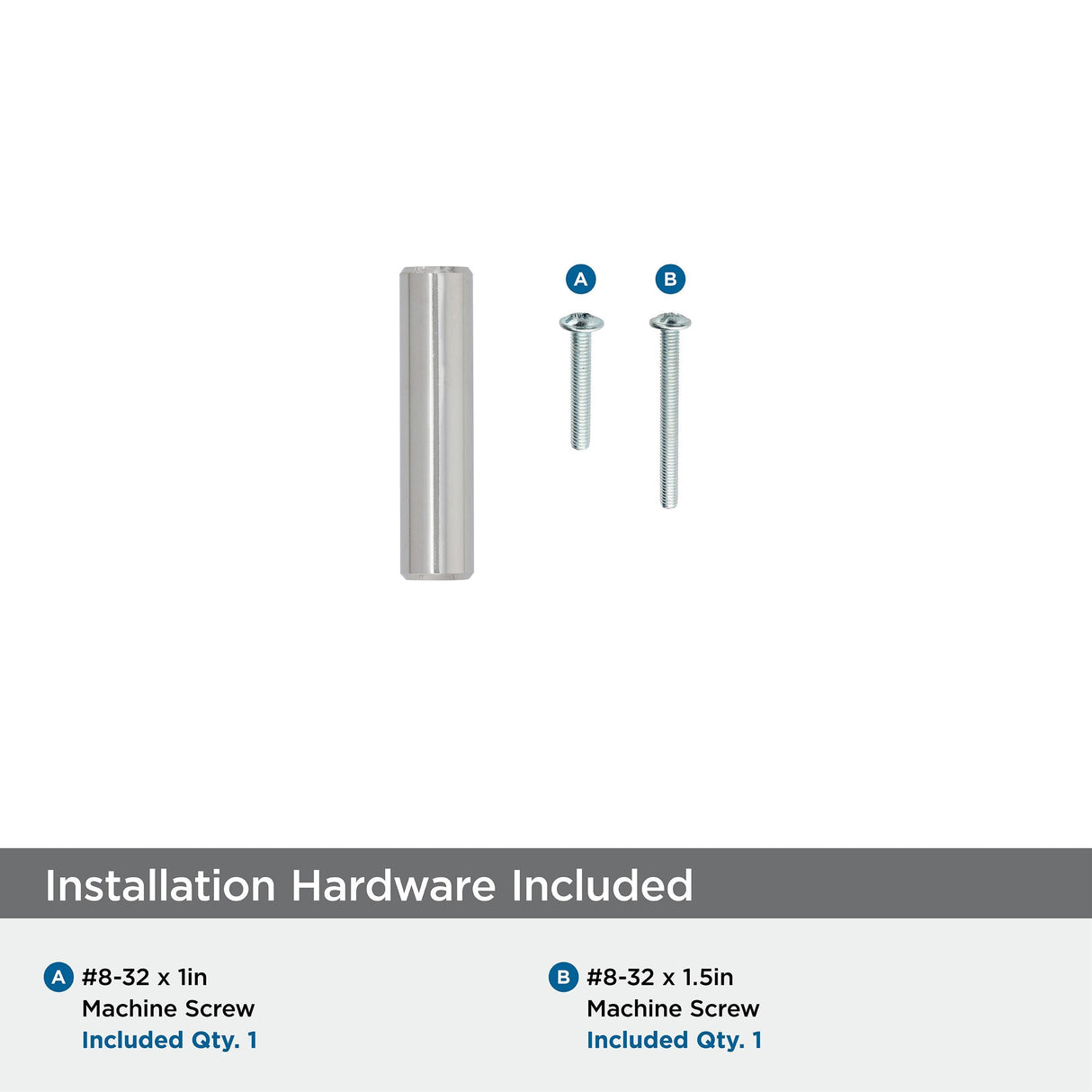 Amerock Cabinet Knob Polished Nickel 1-15/16 inch (49 mm) Length Bar Pulls 1 Pack Drawer Knob Cabinet Hardware