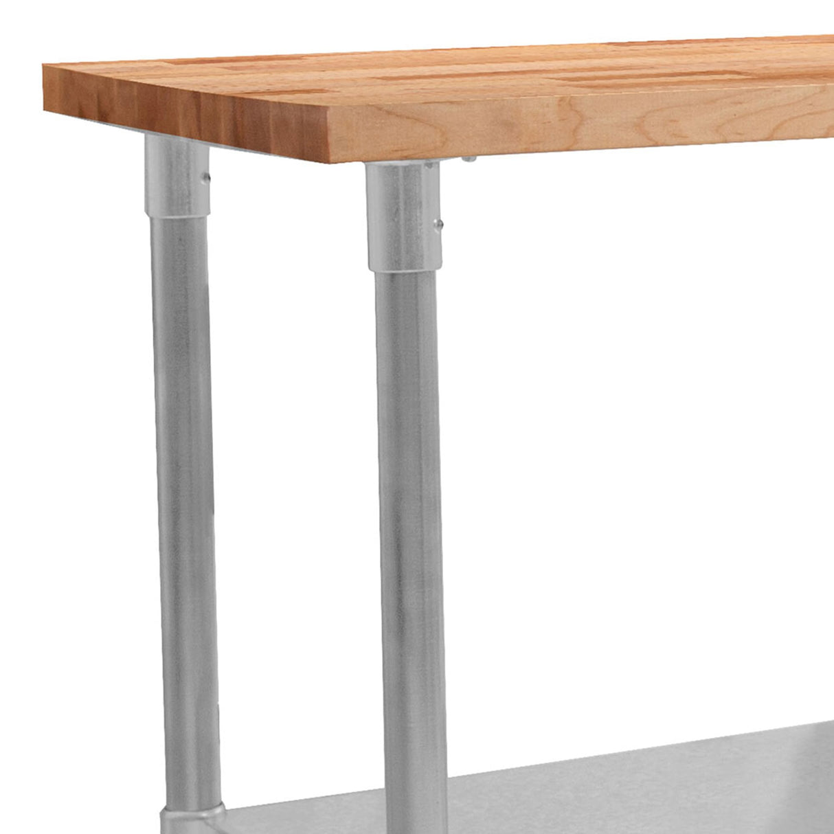 John Boos JNS01 Maple Wood Top Work Table with Adjustable Lower Shelf, 36 x 24 1.5 Inch, Galvanized Steel