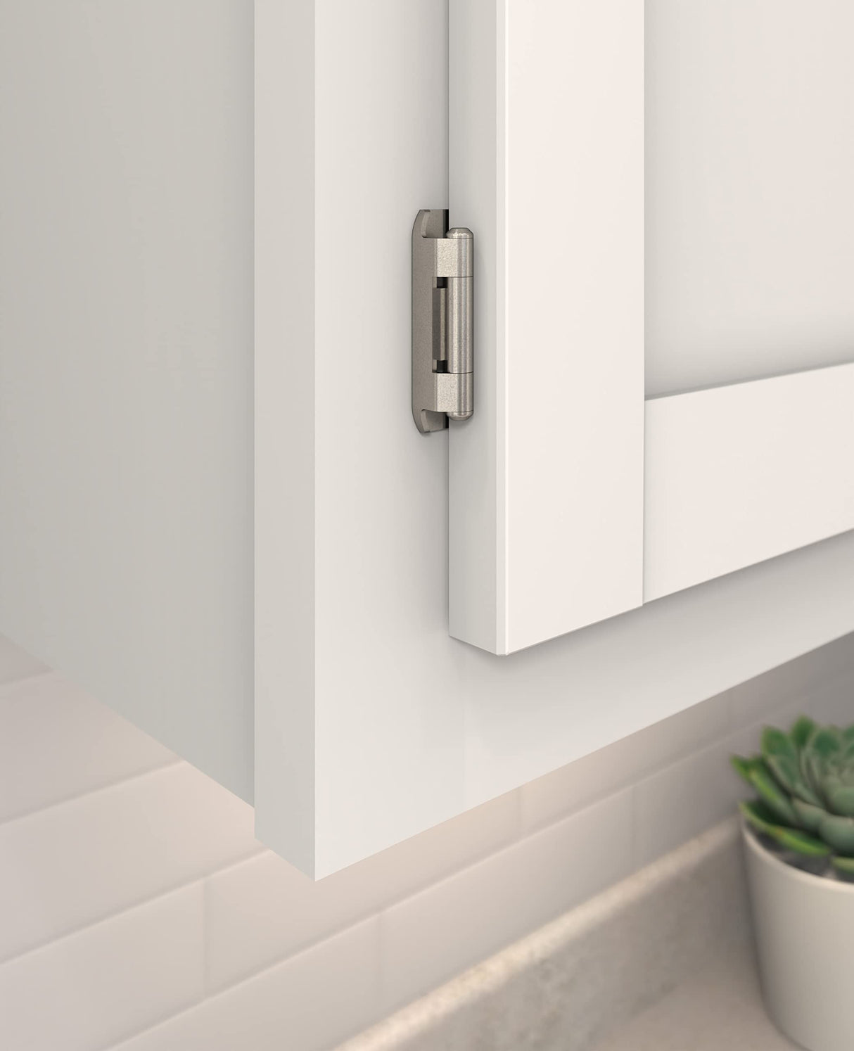 Amerock BPR871914 Cabinet Hinge 1/2 in (13 mm) Overlay Single Demountable Partial Wrap Nickel Kitchen Cabinet Door Hinge 1 Pair/2 Pack Functional Hardware