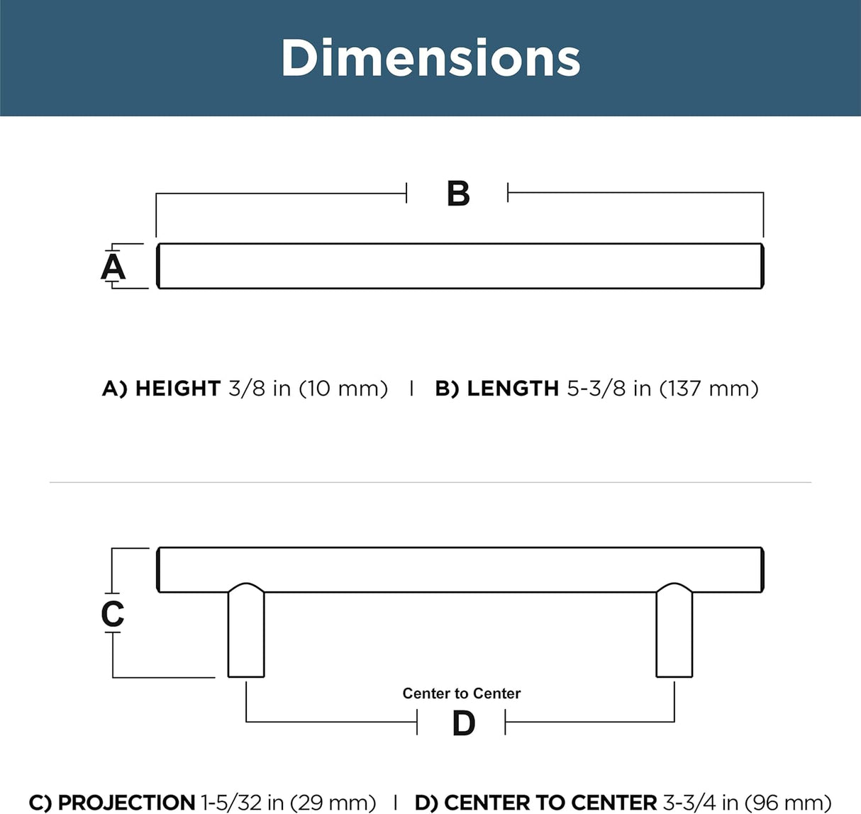 Franklin Brass Simple Bar Cabinet Handle 3-3/4" Hole Center Modern Pull | Satin Gold Hardware Kitchen Door, Drawers, Dressers, Furniture P46641K-523-B3