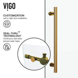 VIGO Adjustable 56-60 in. W x 66 in. H Elan Frameless Sliding Rectangle Tub Door with Clear Tempered Glass and Stainless Steel Hardware in Matte Gold Finish with Reversible Handle - VG6041MGCL6066