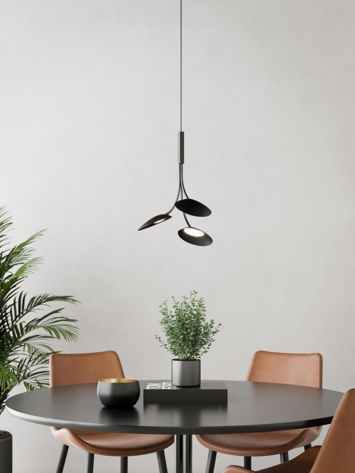 Kuzco PD90115-BK ROTAIRE 32" THREE HEAD PENDANT BLACK 21W 120VAC WITH LED DRIVER 3000K 90CRI