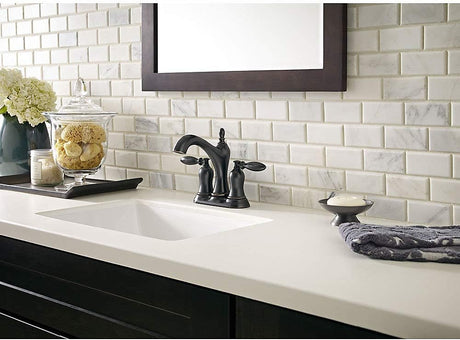 Pfister LF-048-ARYY Arlington Tuscan Bronze 4-in centerset 2-handle WaterSense High-arc Residential Handle Bathroom Sink Faucet with Drain with Deck Plate