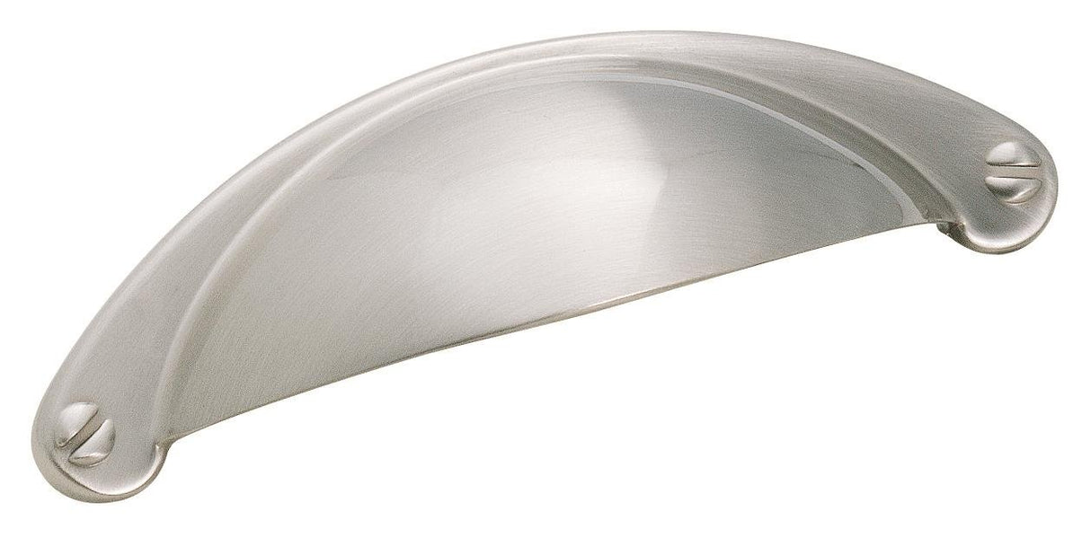 Amerock Cabinet Cup Pull Satin Nickel 2-1/2 inch (64 mm) Center to Center Cup Pulls 1 Pack Drawer Pull Drawer Handle Cabinet Hardware