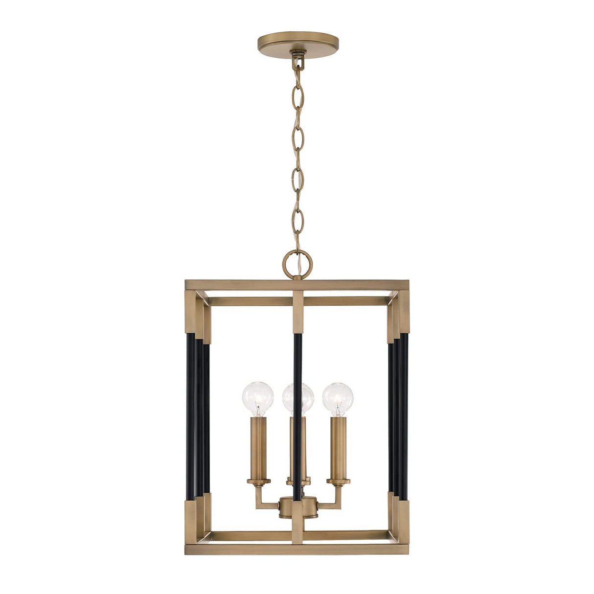 Capital Lighting 544741AB Bleeker 4 Light Foyer Aged Brass and Black