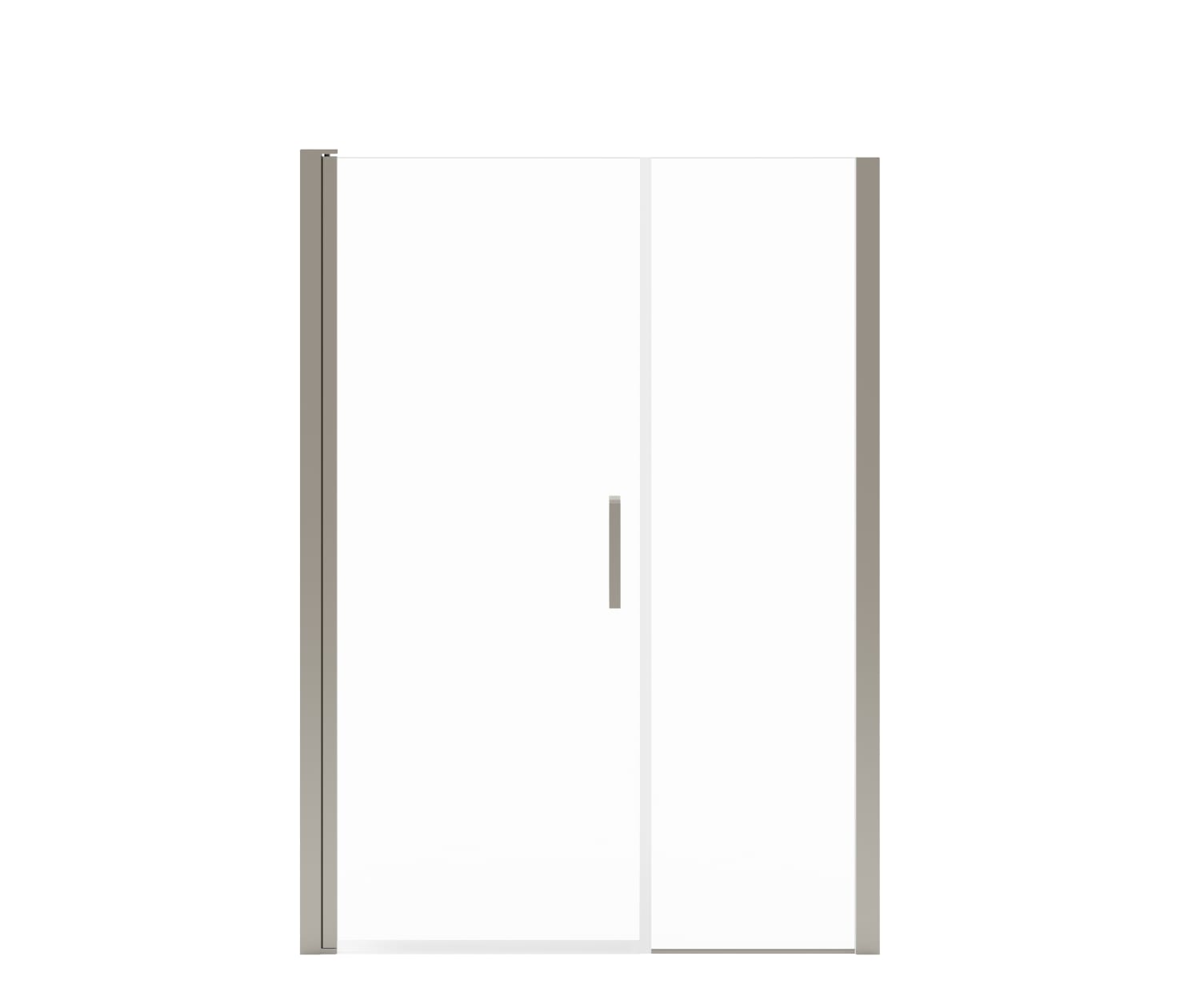 MAAX 138274-900-305-101 Manhattan 51-53 x 68 in. 6 mm Pivot Shower Door for Alcove Installation with Clear glass & Square Handle in Brushed Nickel