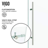 VIGO Adjustable 68-72" W x 76" H Elan E-Class Frameless Sliding Rectangle Shower Door with Clear Tempered Glass, Reversible Door Handle and Stainless Steel Hardware in Stainless Steel-VG6021STCL7276